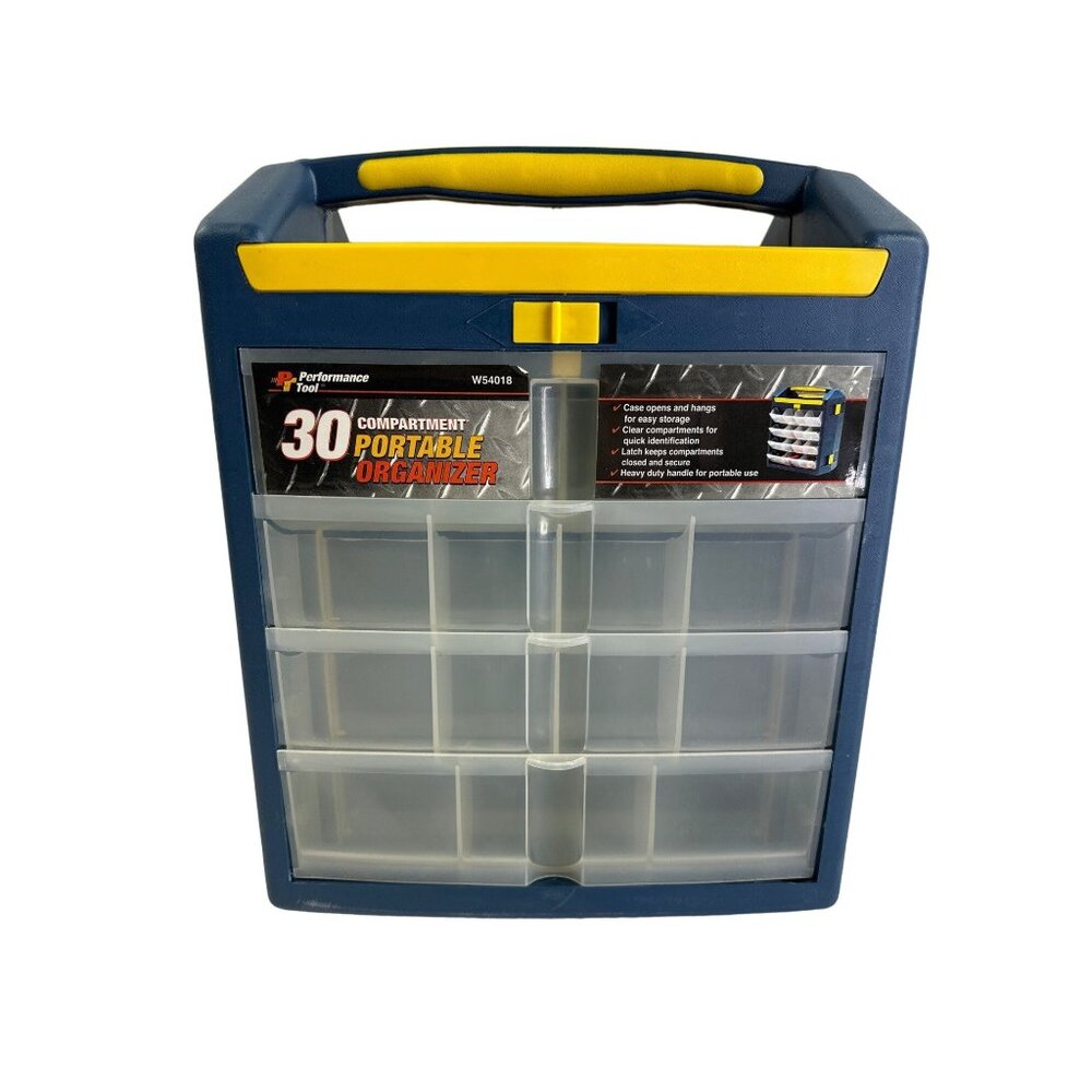 Performance Tool 30 Compartment Clear Portable Organizer With Handle